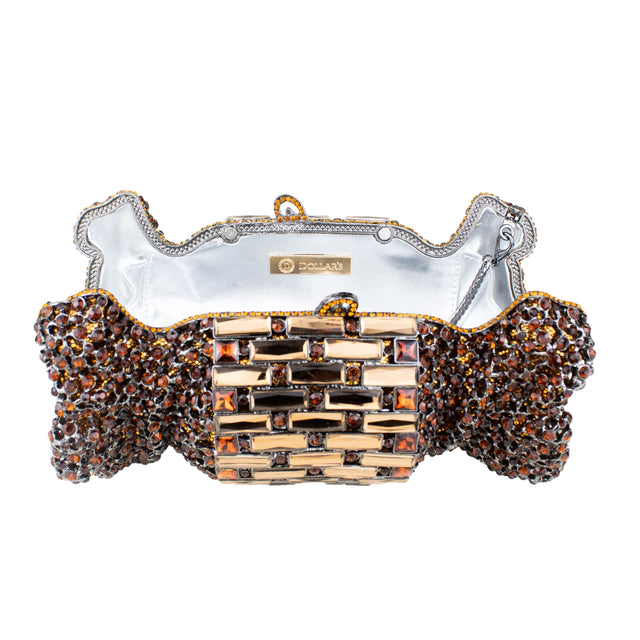 Brown Studded Metallic Frame Handbags