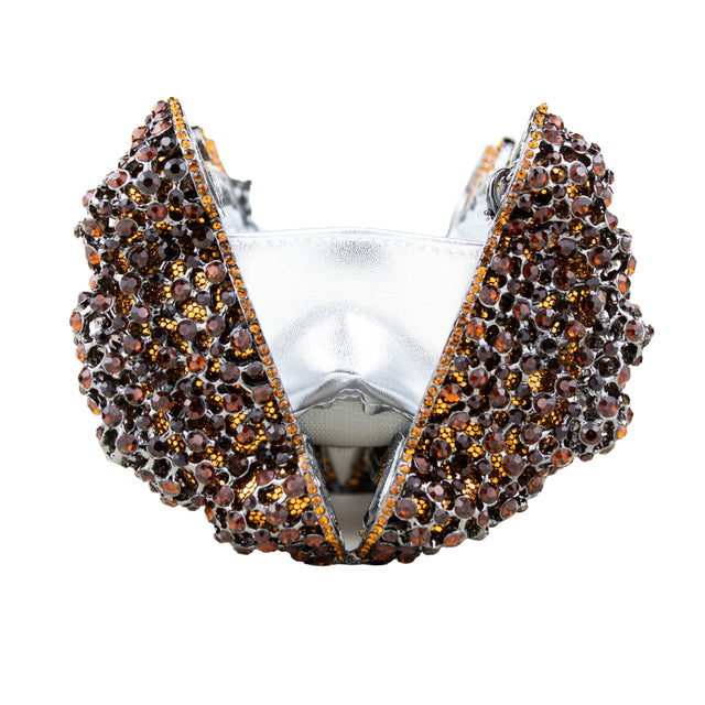 Brown Studded Metallic Frame Handbags