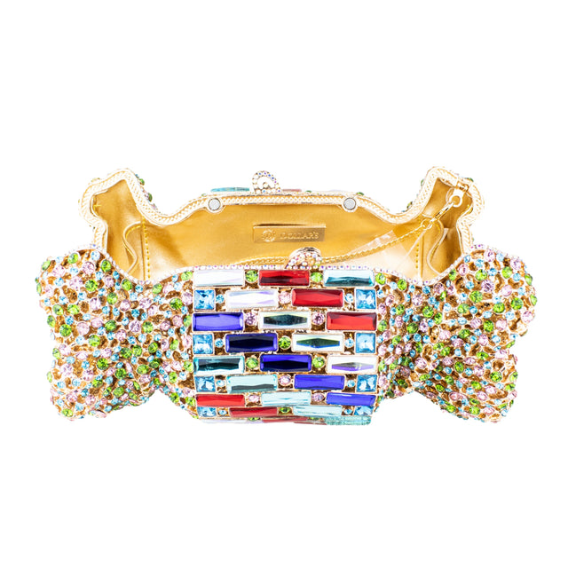Gold Multicolour Studded Handbags