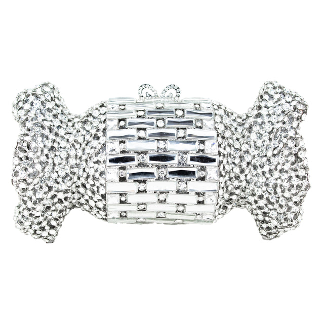 Silver Studded Crystal Work Metallic Frame Beautiful Deep Colour Handbags