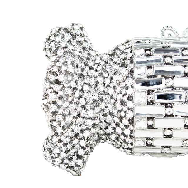 Silver Studded Crystal Work Metallic Frame Beautiful Deep Colour Handbags