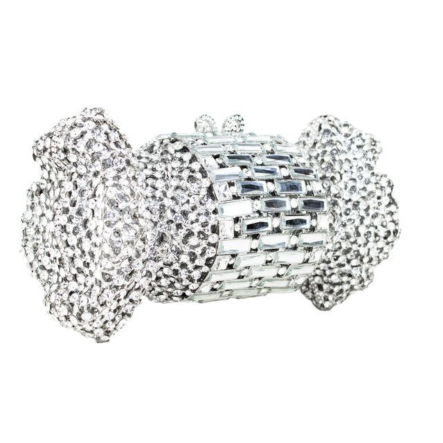 Silver Studded Crystal Work Metallic Frame Beautiful Deep Colour Handbags