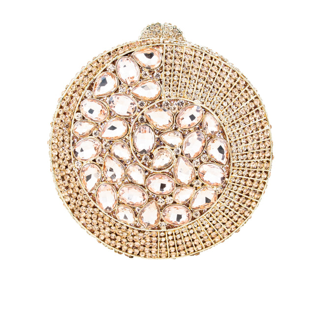 Rose Studded Crystal Work Metallic Frame Beautiful Deep Colour Handbags