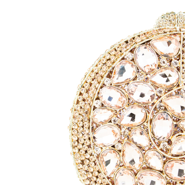 Rose Studded Crystal Work Metallic Frame Beautiful Deep Colour Handbags