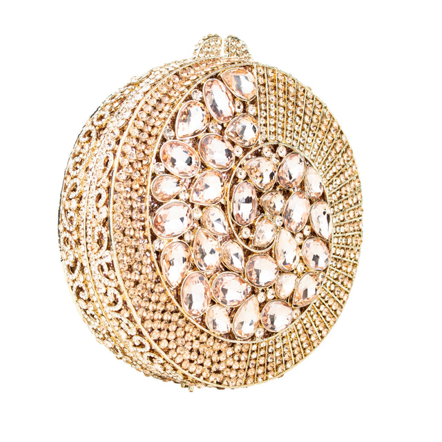 Rose Studded Crystal Work Metallic Frame Beautiful Deep Colour Handbags