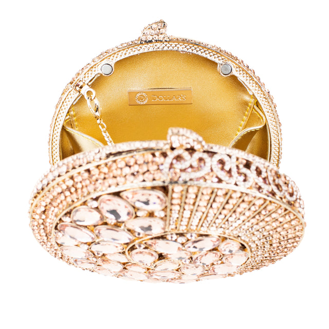 Rose Studded Crystal Work Metallic Frame Beautiful Deep Colour Handbags