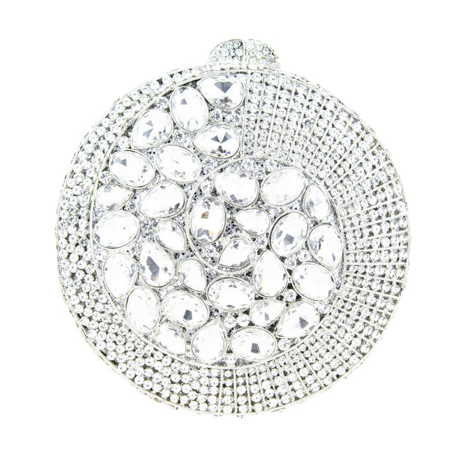 Silver Studded Crystal Work Metallic Frame Beautiful Deep Colour Handbags