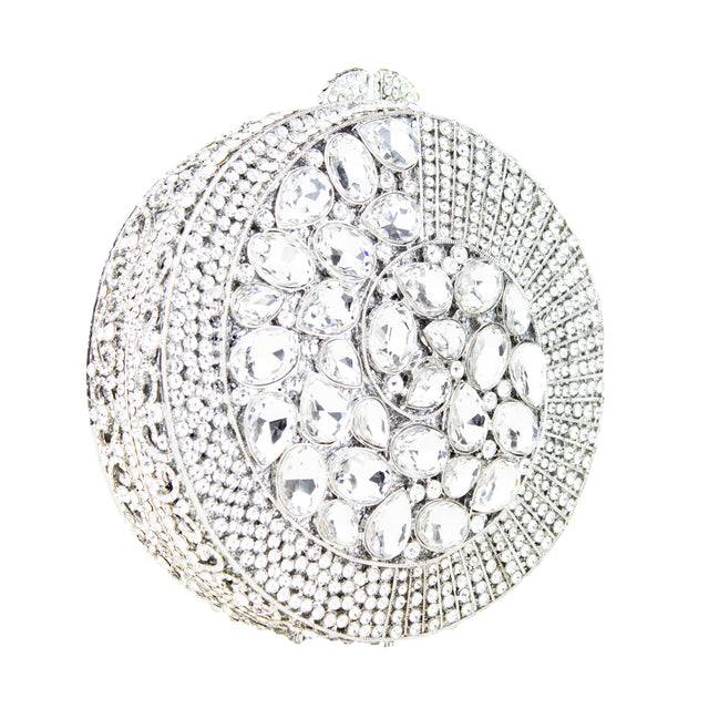 Silver Studded Crystal Work Metallic Frame Beautiful Deep Colour Handbags