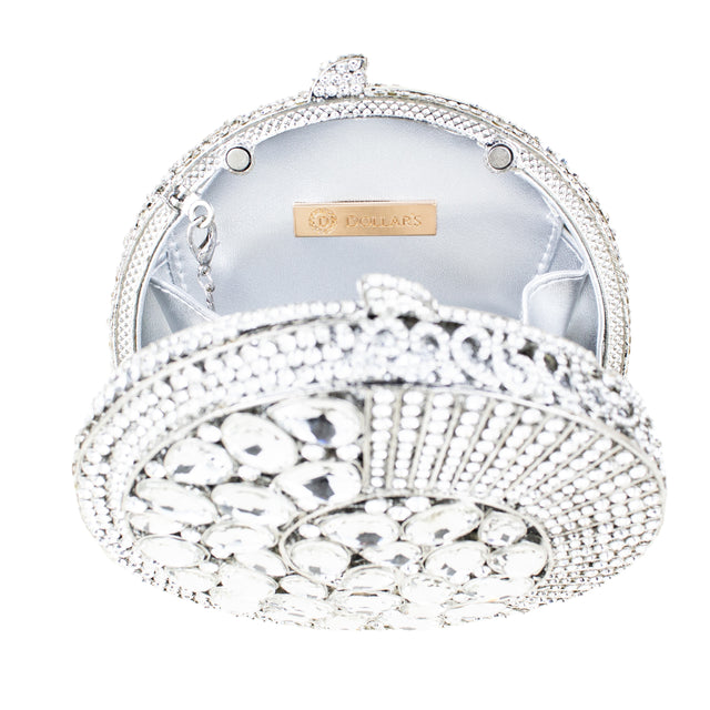 Silver Studded Crystal Work Metallic Frame Beautiful Deep Colour Handbags