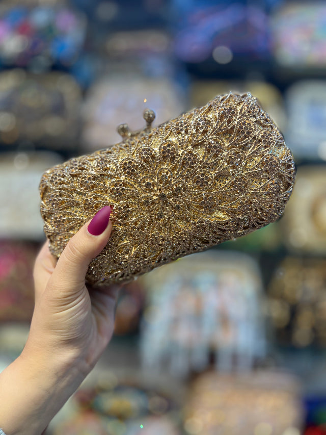 Bronze Studded Crystal Purse