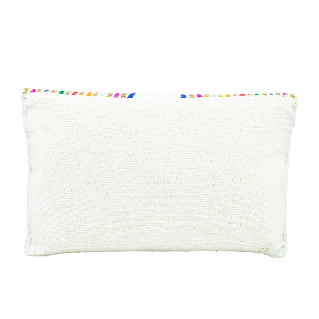 Cream Handcrafted  Beaded Chain Handbags