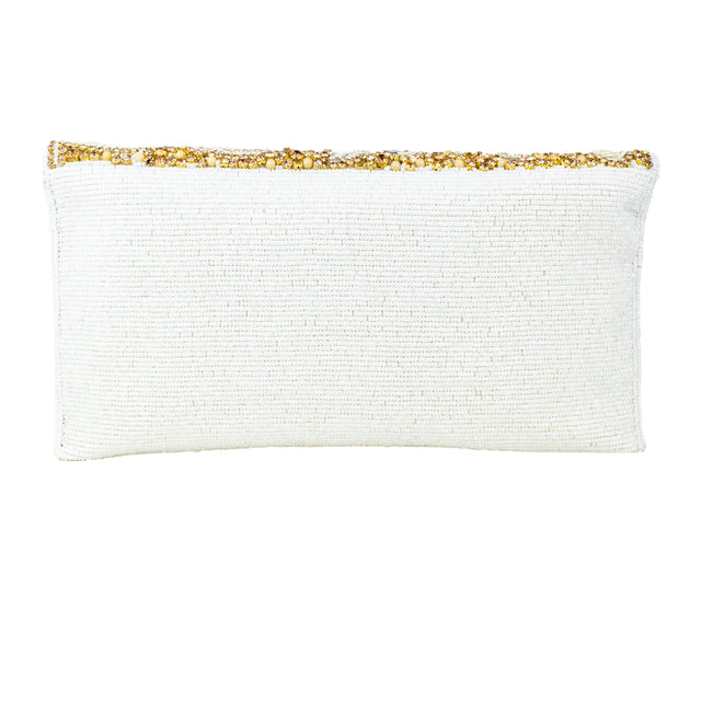 Cream Handcrafted  Beaded Chain Handbags