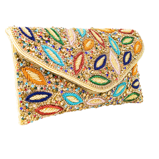 Gold Multi Handcrafted Beaded Chain Handbags