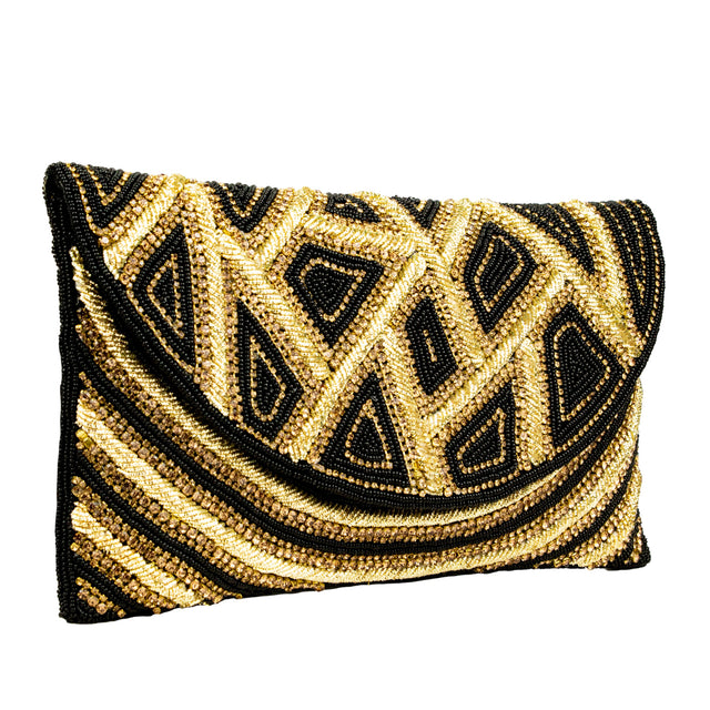 Black Gold Handcrafted Beaded Chain Handbags