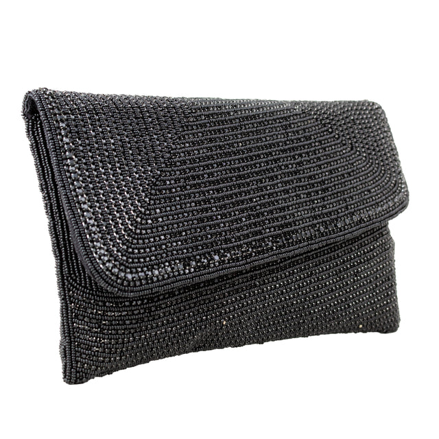 Black Handcrafted Crystal Embellished Jute Handbags