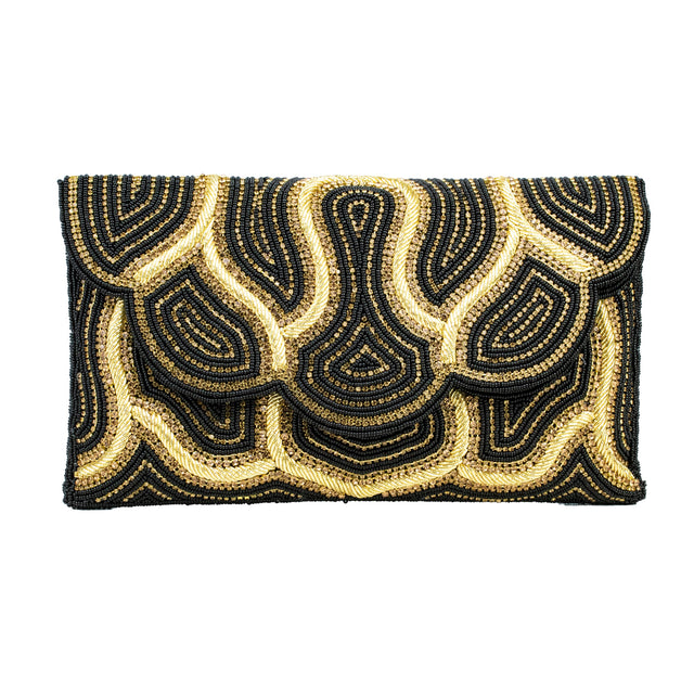 Black Gold Flap Purse