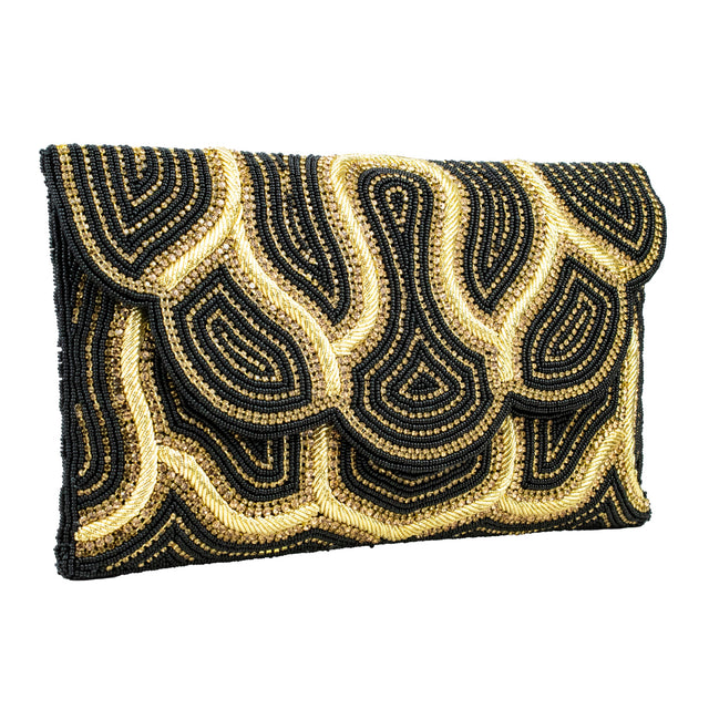 Black Gold Flap Purse