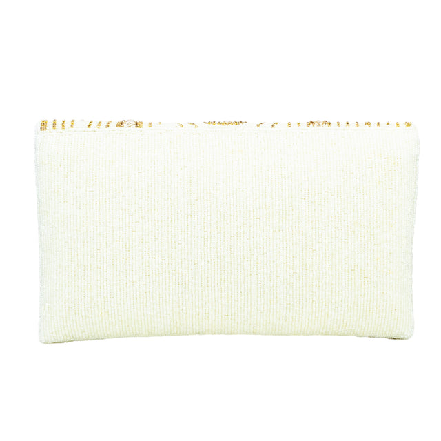 Cream Handcrafted  Beaded Chain Handbags