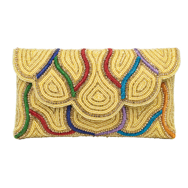 Gold Multi Handcrafted Beaded Chain Handbags