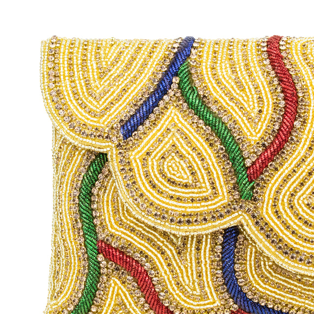 Gold Multi Handcrafted Beaded Chain Handbags