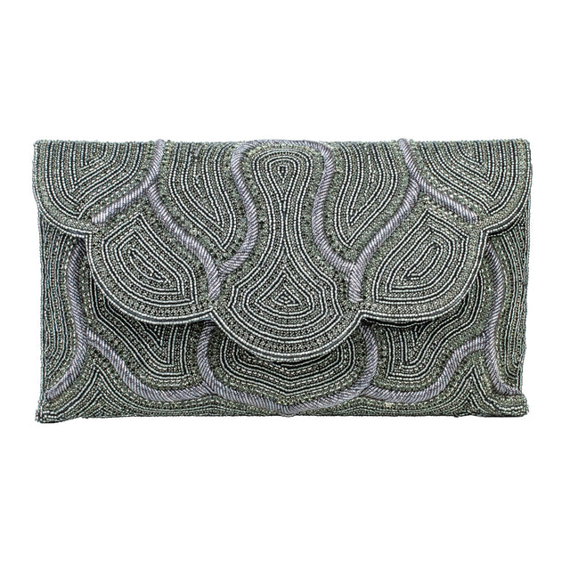 Grey Handcrafted Beaded Chain Handbags