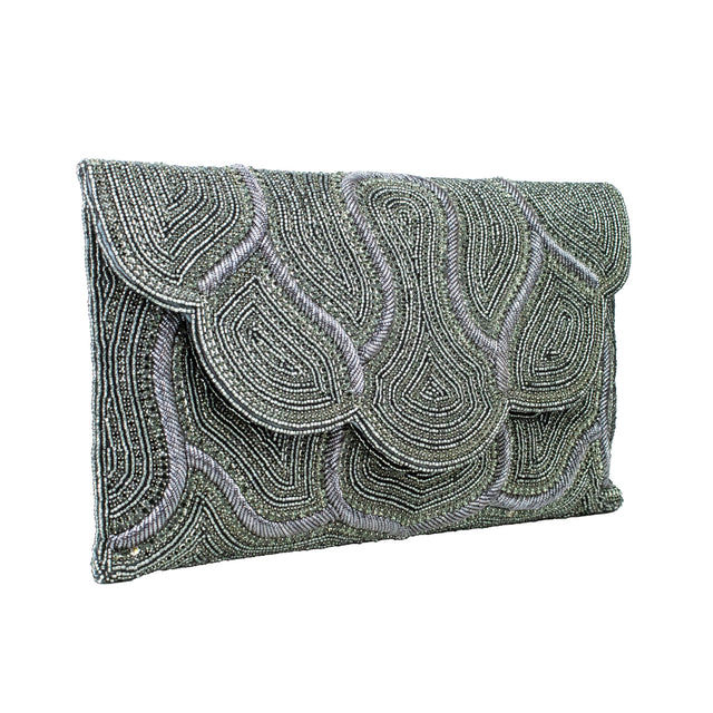 Grey Handcrafted Beaded Chain Handbags