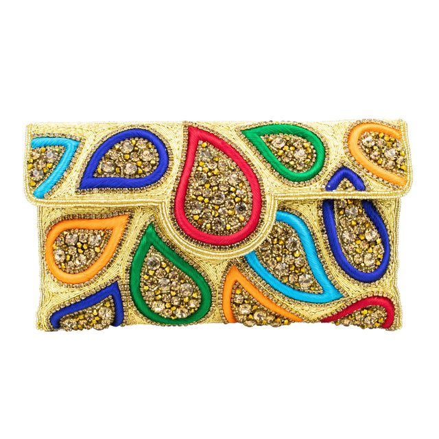 Handcrafted Gold Multicolour Beads Chain Handbags
