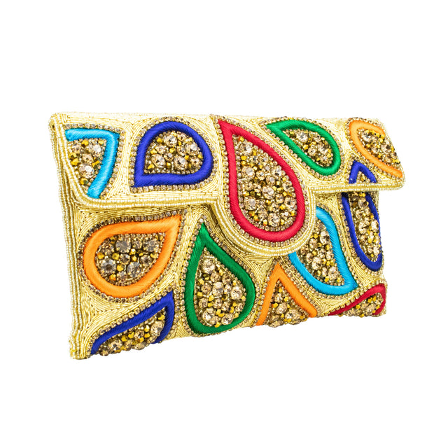 Handcrafted Gold Multicolour Beads Chain Handbags