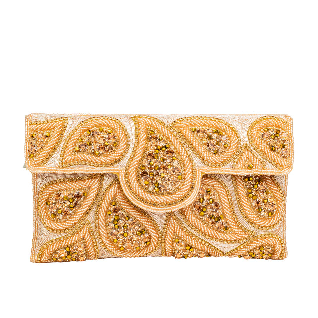 Rose Handcrafted Crystal Embellished Beads Work Handbags