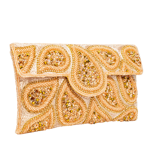 Rose Handcrafted Crystal Embellished Beads Work Handbags