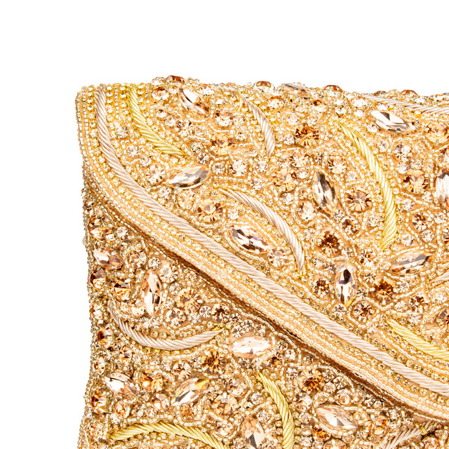 Rose Handcrafted Beads Work Beaded Chain Handbags