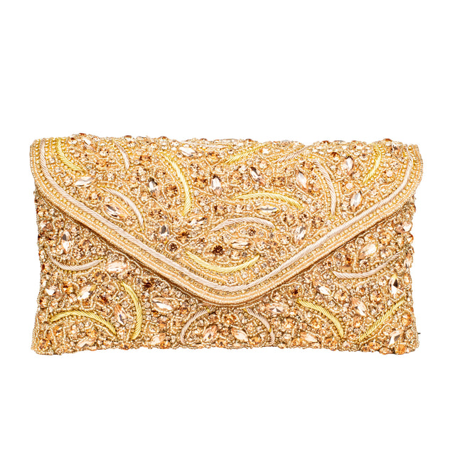 Rose Handcrafted Beads Work Beaded Chain Handbags