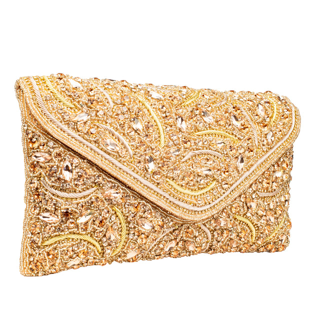 Rose Handcrafted Beads Work Beaded Chain Handbags