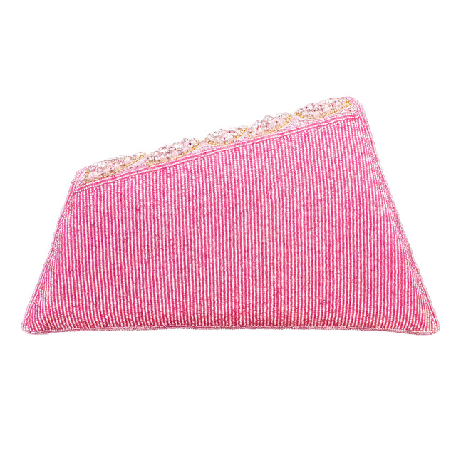 Pink Handcrafted Beads Work Beaded Chain Handbags