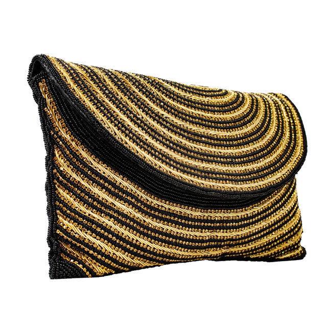 Black Gold Handcrafted Beaded Chain Handbags