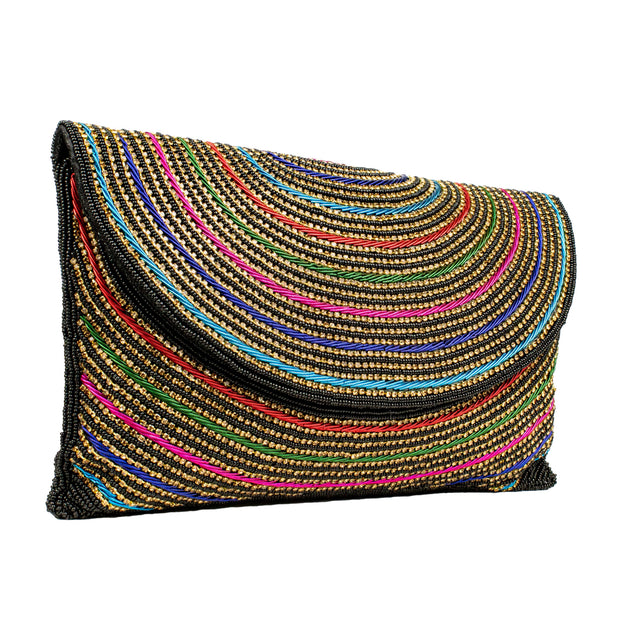 Black Multicolour Handcrafted Beaded Chain Handbags