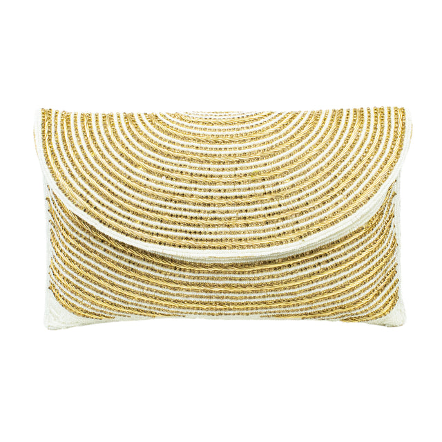 Cream Handcrafted  Beaded Chain Handbags