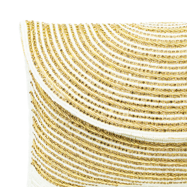 Cream Handcrafted  Beaded Chain Handbags