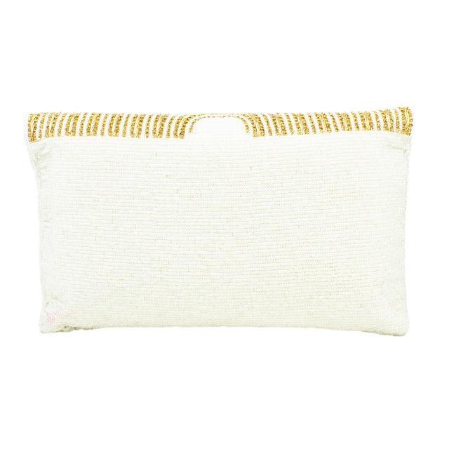 Cream Handcrafted  Beaded Chain Handbags