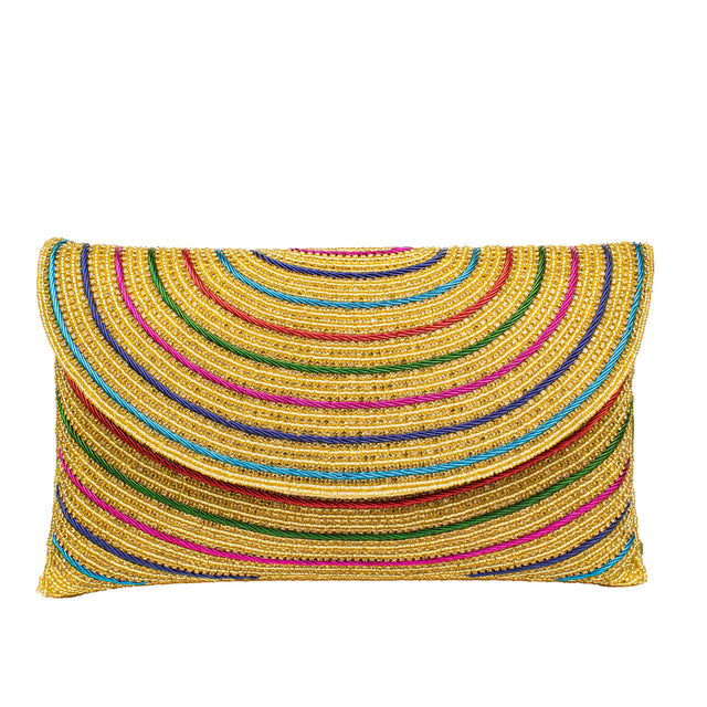 Handcrafted Gold Multicolour Beads Chain Handbags