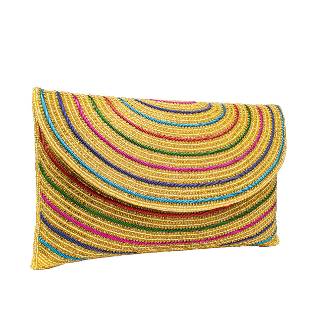 Handcrafted Gold Multicolour Beads Chain Handbags