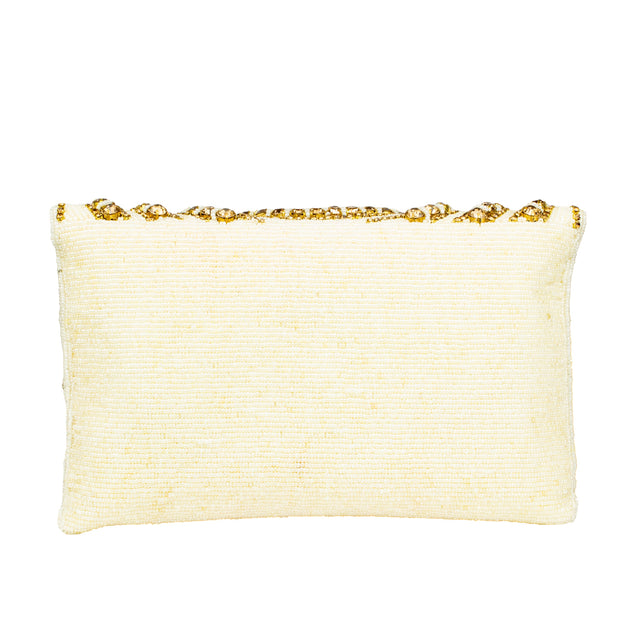 Cream Handcrafted  Beaded Chain Handbags