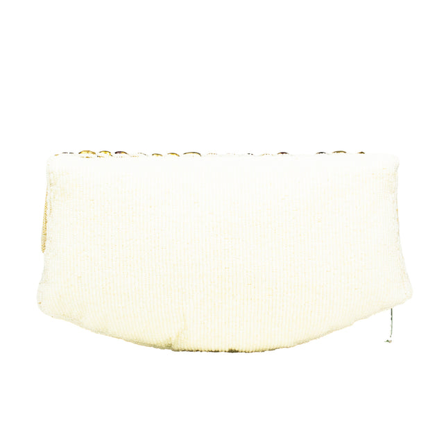 White Handcrafted Beads Work Beaded Chain Handbags