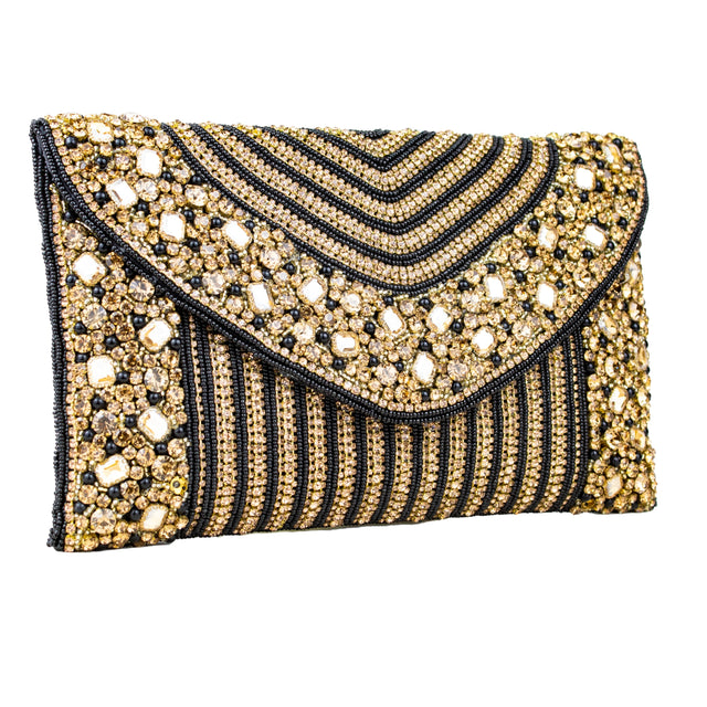 Black Gold Handcrafted Beaded Chain Handbags