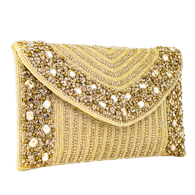 Gold Handcrafted Beaded Chain Handbags