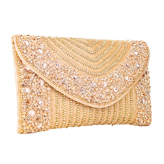 Rose Handcrafted Beads Work Beaded Chain Handbags