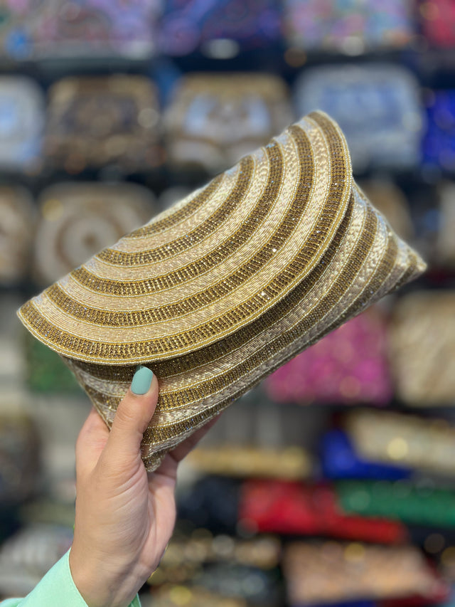 Gold Handcrafted Beaded Chain Handbags