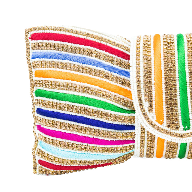 Cream Handcrafted  Beaded Chain Handbags