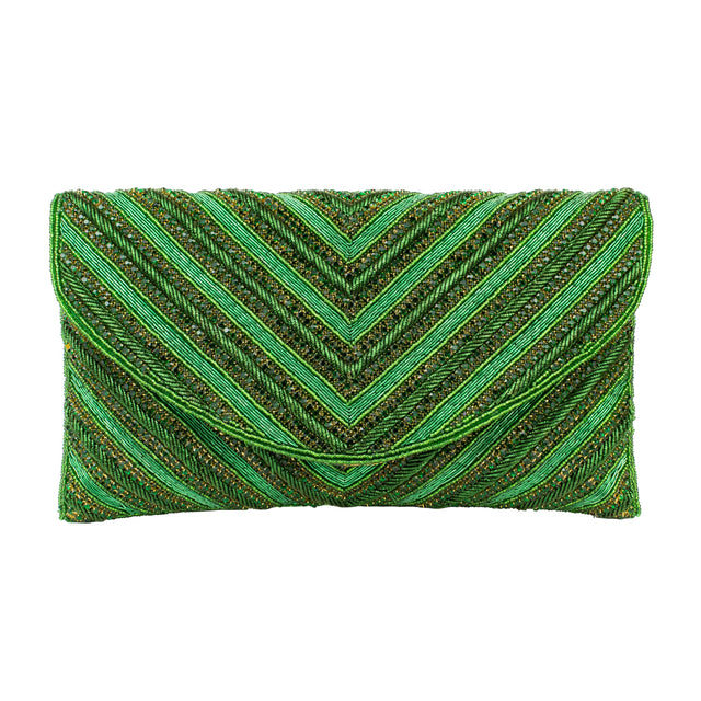 Green Handcrafted Beaded Chain Handbags