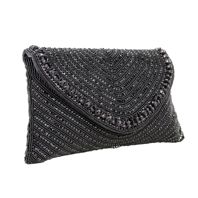 Black Handcrafted Crystal Embellished Jute Handbags